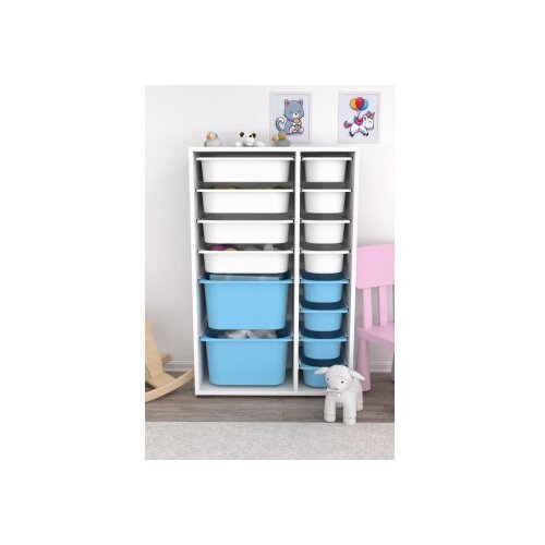 Hanah home Višenamjenska komoda Rine 2D4K8U, 69,5 x30 x109 cm, Plavo-bijela Cene