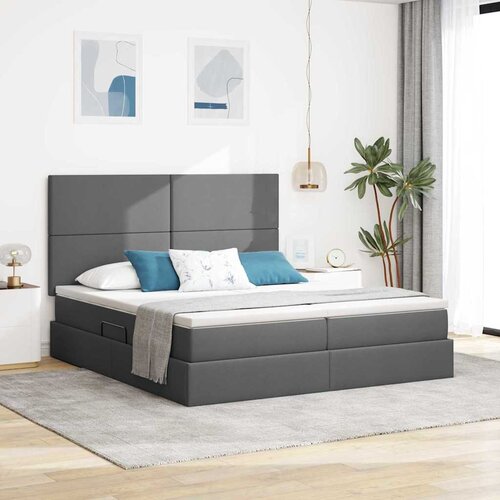  Krevet s LED trakama s pohranom Tamno siva 180 x 200 cm tkanina Cijene