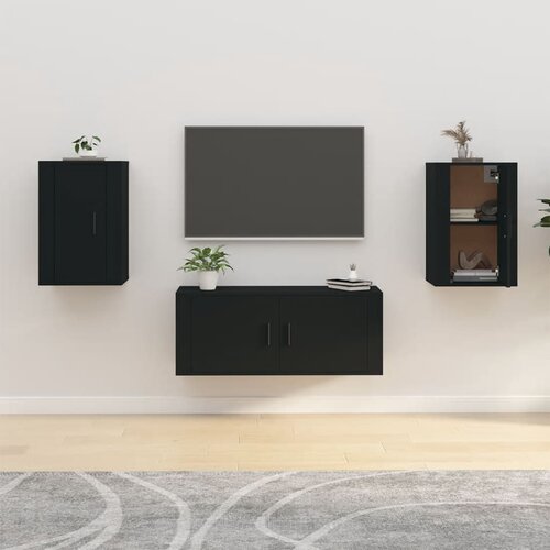 VidaXL Stenska TV omarica 2 kosa črna 40x34,5x60 cm Slike