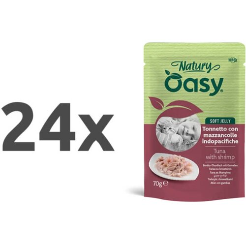Oasy Cat Natury Adult fileji v želeju, vrečka - tuna in kozice - 70 g 24 x 70 g Cene