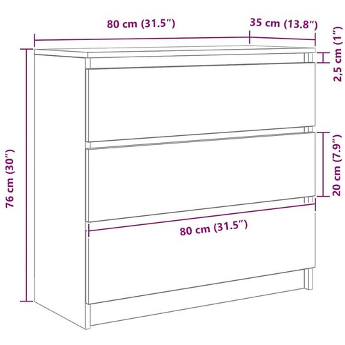  Komoda crni hrast 80x35x76 cm konstruirano drvo Slike