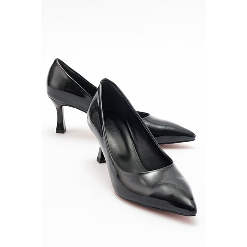 LuviShoes Women's PEDRA Black Patent Leather Heeled Shoes Slike