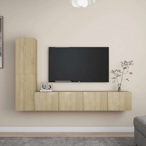  Komplet TV omaric 4-delni sonoma hrast iverna plo&amp;scaron;ča, (20732608) Slike