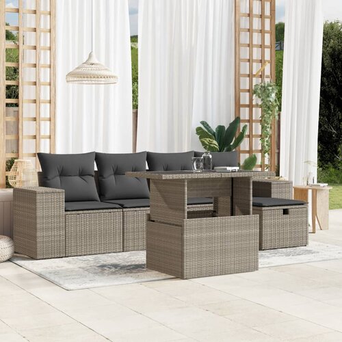 vidaXL 6-dijelni set vrtnih sofa od poliratana s jastucima svjetlosivi Cijene