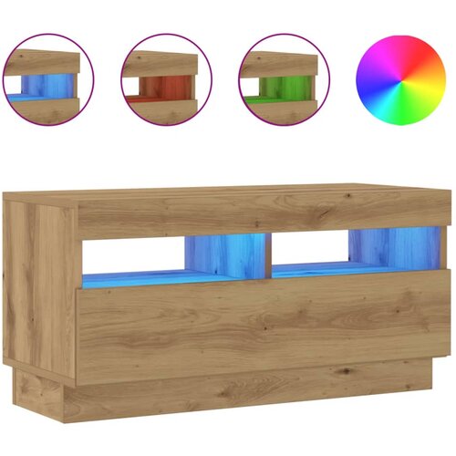 Maison Chic TV omarica - TV stojalo - Televizijska omarica z LED artisan hrast 80x35x40 cm inženirski les, (21698843) Slike