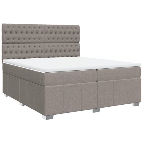 vidaXL Box spring postelja z vzmetnico taupe 200x200 cm blago, (21321147) Cene
