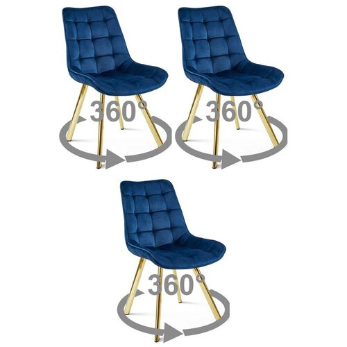  Okretna stolica SORIA 360, tamnoplavi bar&scaron;un, zlatne metalne noge, set 3 kom Cijene