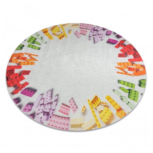 RugsX BAMBINO 38480 krog pralna preproga Komplet za gradnjo za otroke protizdrsna - siva / rumena cercle 160 cm, (5000175618) Cene