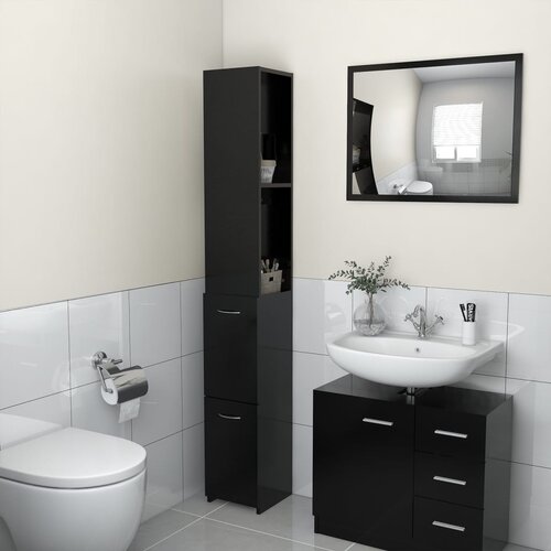 VidaXL Kopalni&amp;scaron;ka omarica črna 25x26,5x170 cm inženirski les, (20580046) Slike
