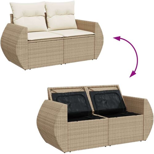 VidaXL 10-dijelni set vrtnih sofa s jastucima bež od poliratana Slike