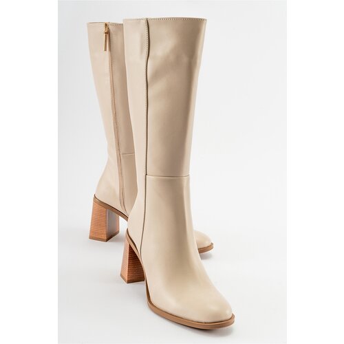LuviShoes MARANTA Women&amp;#039;s Beige Skin Heeled Boots Slike
