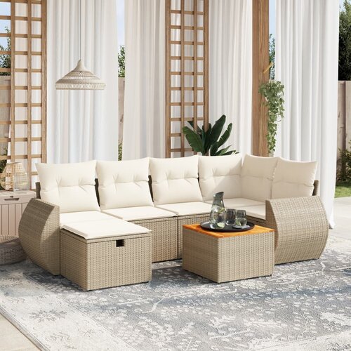  7-dijelni set vrtnih sofa od poliratana s jastucima bež 70 x 62.5 x 69 cm Cene