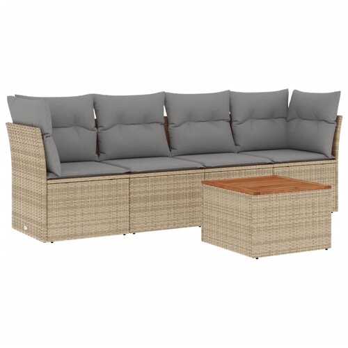  5-dijelni set vrtnih sofa s jastucima bež od poliratana Slike