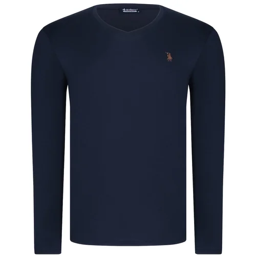 Dewberry T8587 V-NECK MEN'S LONG SLEEVE T-SHIRT-LIGHT NAVY BLUE