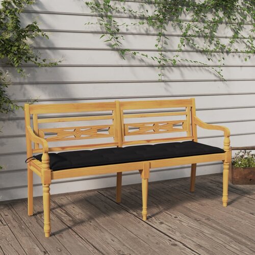 vidaXL Klop Batavia s črno blazino 150 cm trdna tikovina Cene