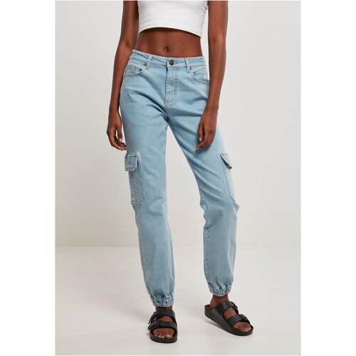 UC Ladies Women's Organic Stretch Denim Cargo Pants Sheer Bleached Cene