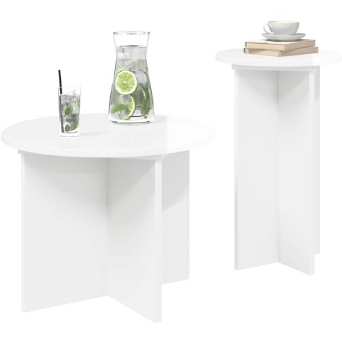  Set pomoćnih stolića s pohranom 2 pcs Bijela visokog sjaja Slike