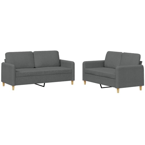  2-dijelni set sofa s jastucima tamnosivi od tkanine Slike