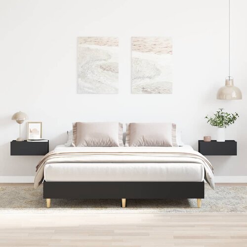 VidaXL Posteljni okvir brez vzmetnice črn 150x200 cm inženirski les Slike