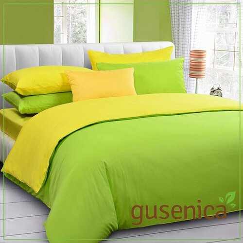 posteljina za bračni krevet zeleno-žuta Slike