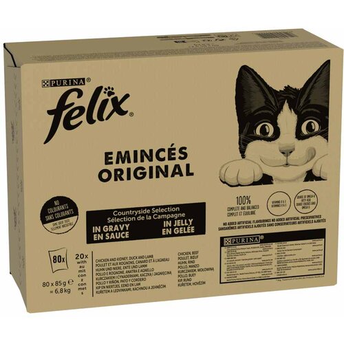 Felix Mega pakiranje Classic vrećice 80 x 85 g - Izbor mesa: piletina i bubrezi, pačetina i janjetina, piletina, govedina Cijene
