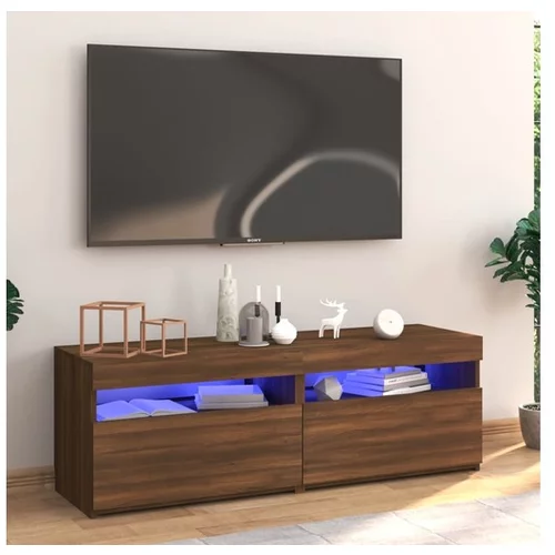  TV omarica z LED lučkami rjav hrast 120x35x40 cm