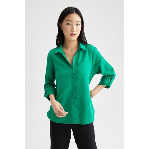 Defacto Regular Fit Long Sleeve Linen Look Shirt Cene