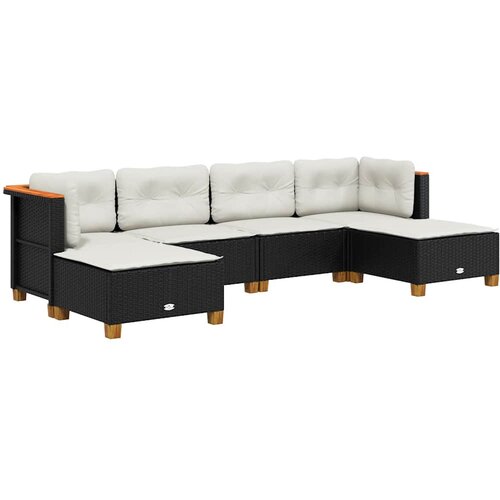 6-dijelni set vrtnih sofa s jastucima crni od poliratana Crna 63.5 x 56 x 32 cm Slike
