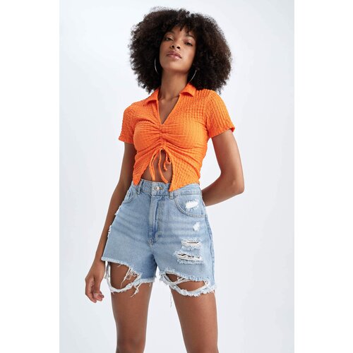 Defacto Fitted Polo Neck Short Sleeve Crop T-Shirt Cijene