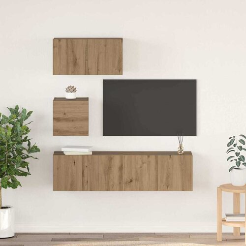 vidaXL Set TV komoda Zidne Ostalo s pohranom s vratima Podesiva 4 pcs hrast artisan 60 x 30 x 30 cm Cene