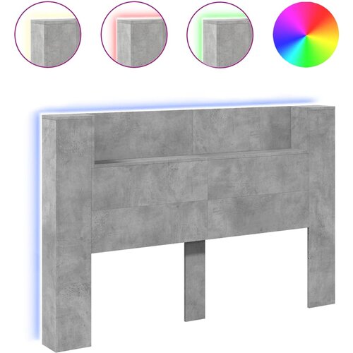 Maison Chic posteljno vzglavje - vzglavna omarica - nočna omarica led beton. siva 160x16,5x103,5 cm, (21705839) Slike