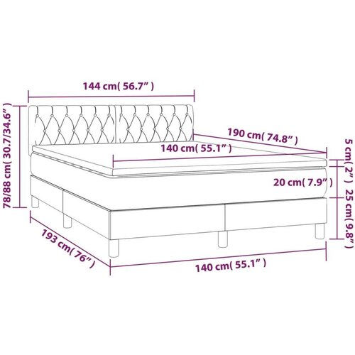  Krevet s oprugama i madracem tamnosivi 140x190 cm od tkanine Slike