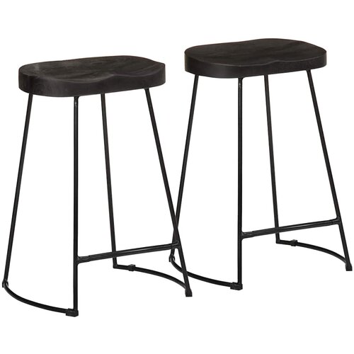 Furnova Barski stolčki 2 črni Black 45x40x62 cm trden mangov les, (21949403) Cene