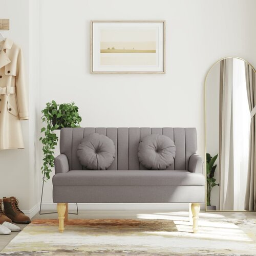  Klupa s jastucima smeđesiva 113 x 64,5 x 75,5 cm od tkanine Cijene