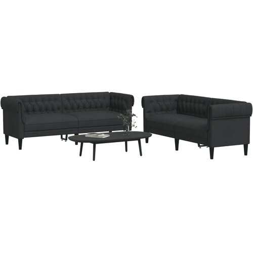  2-dijelni set sofa crni od tkanine Cijene