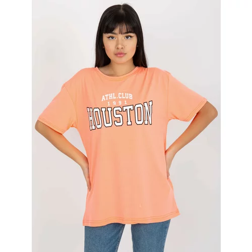 Fashion Hunters Fluo orange loose women's T-shirt with inscription