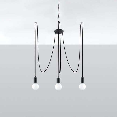  Sollux SL.0370 - Luster na sajli EDISON 3 3xE27/60W/230V pauk crni Slike