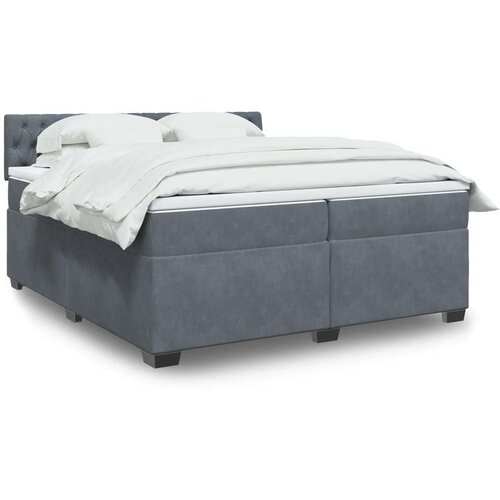 vidaXL Box spring postelja z vzmetnico temno siva 200x200 cm žamet Cene
