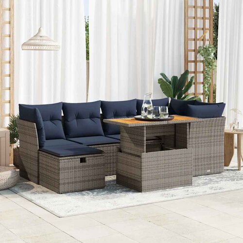 vidaXL 7-dijelni set vrtnih sofa od poliratana s jastucima crni bagrem Cijene