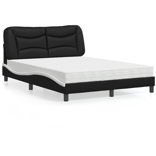vidaXL Krevet s madracem crno-bijeli 140 x 190 cm od umjetne kože Cene