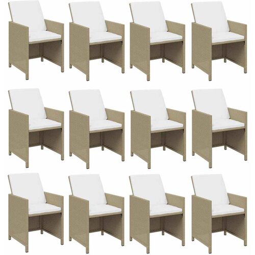  13-dijelni vrtni blagovaonski set od poliratana s jastucima bež 219 cm table length Slike