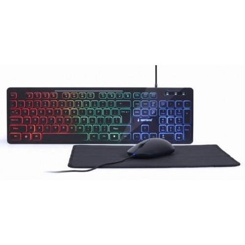 Gembird Tastatura + mi&amp;scaron; + podloga RGB, KBS-UML-01, multimedia USB, USA layout Slike