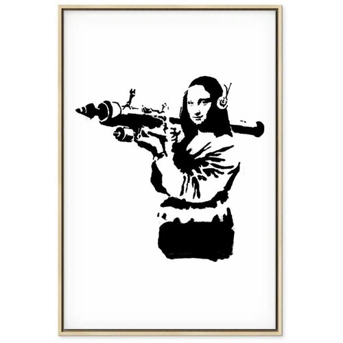  Slika - Banksy Mona Lisa with Rocket Launcher (1 Part) Vertical 60x90 U prirodnom drvenom okviru Slike