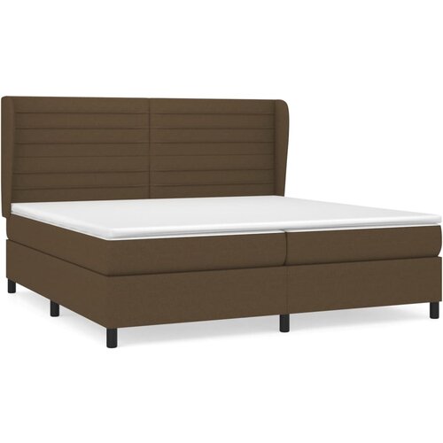 VidaXL Krevet s oprugama i madracem tamnosmeđi 200x200 cm od tkanine Slike