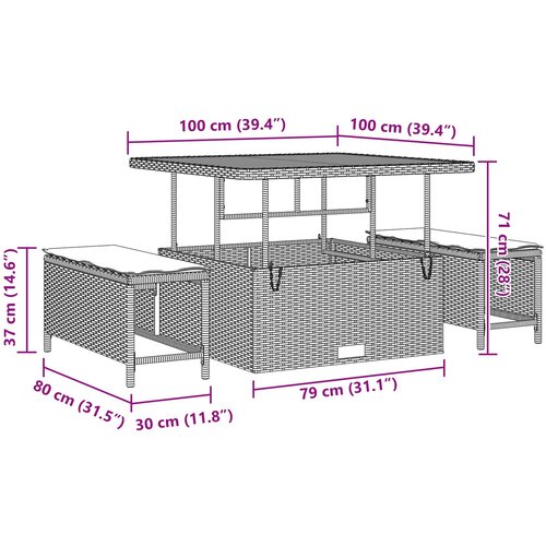  Sjedeća garnitura za vrt 9 kom. Crna poliratan 100 x 100 x 71 cm Slike