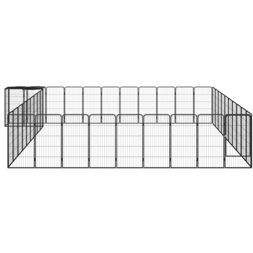 Ograda za pse s 42 panela crna 50 x 100 cm čelik obložen prahom Slike