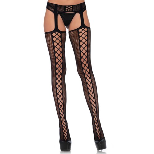 Leg Avenue Lace Up Backseam Stockings 1776 Black Cijene
