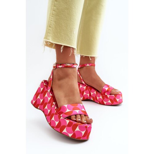 FS1 Patterned Platform and Wedge Sandals Fuchsia Wiandia Cene