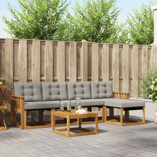  Set vanjskih sofa 6 kom. Prirodna i svjetlosiva Cene