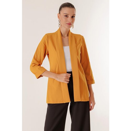 By Saygı Lycra Double Sleeve Fabric Short Jacket with Shawl Collar Width Length. Slike